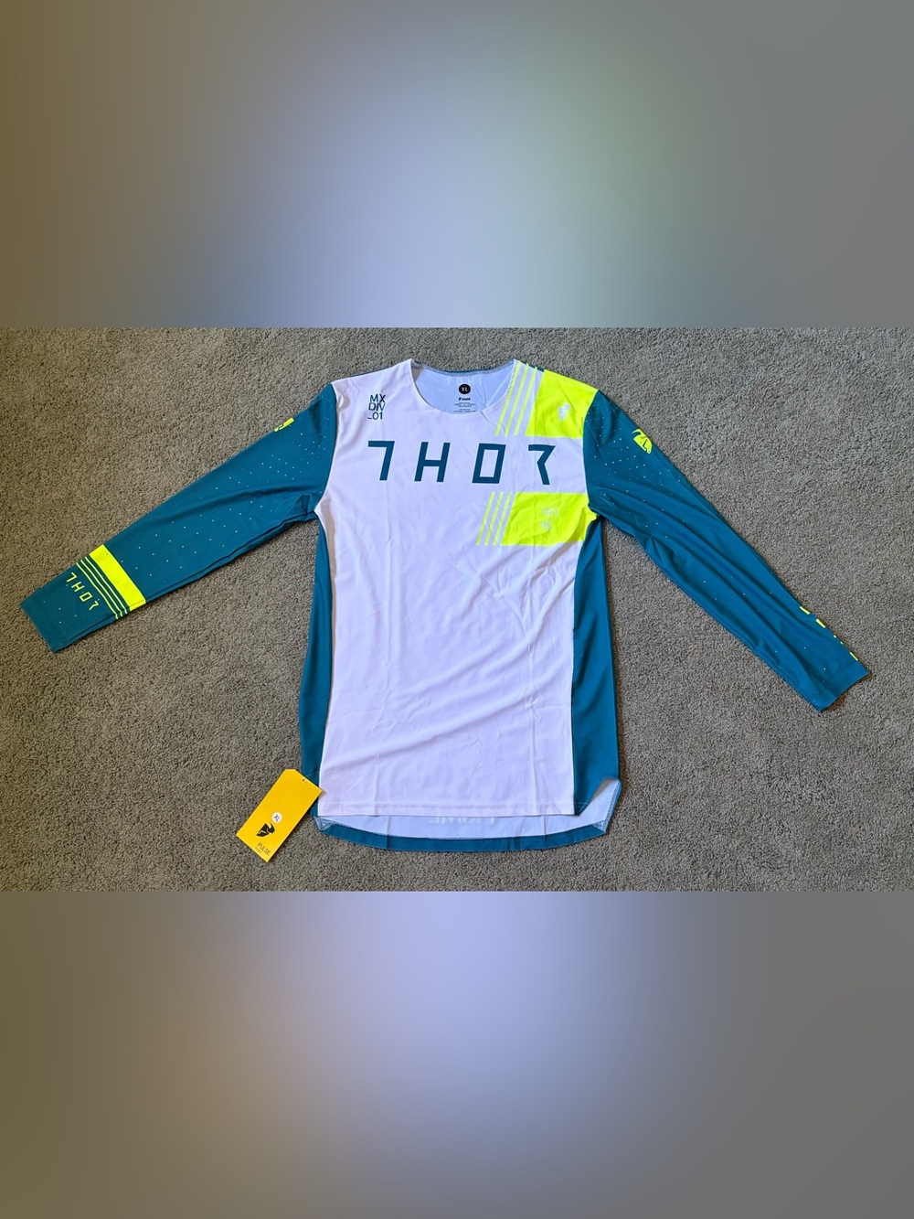 Thor Pulse Prime Motorcross Jersey Size XL Teal White Yellow NWT